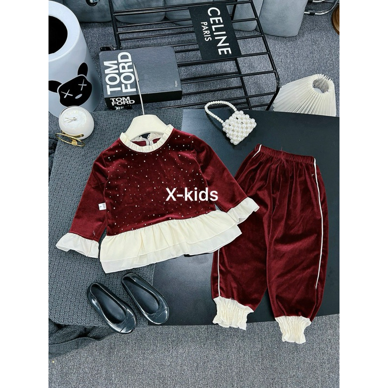 Set Bộ Nhung bèo hàng đẹp cho bé gái