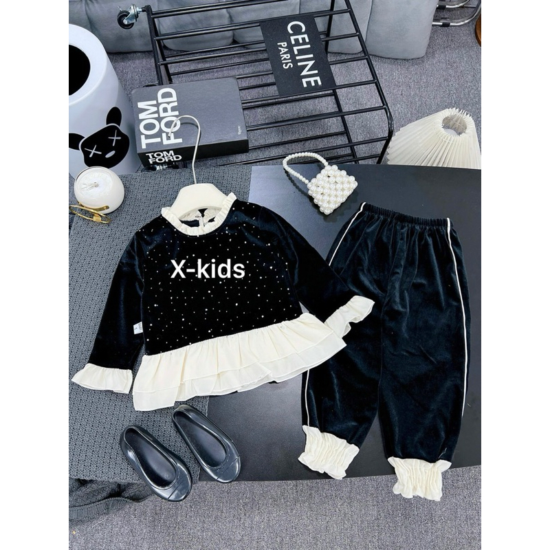 Set Bộ Nhung bèo hàng đẹp cho bé gái