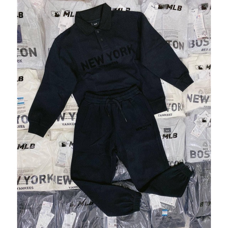 Set bộ sweater MBL form rộng nam nữ hoạ tiết chữ Nuewyork siêu xịn chất cotton chân cua hàng chuẩn full tag mác