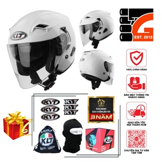 [TẶNGTÚIĐỰNG + TEMKYT + KHĂNTRÙM + BH36THÁNG] Mũ bảo hiểm 3/4 2 kính KLT VENOM A36 TRẮNG BÓNG