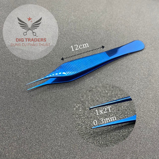 Nhíp Adson có mấu nhỏ blue , nhíp gắp chỉ , kẹp phẫu tích Germany Stainless Steel