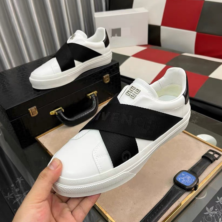 Giày Thể Thao Sneaker Slipon Givenchy Giày Trắng Vải Đen Dấu X - Giày Lười Slipon Thời Trang Cao Cấp