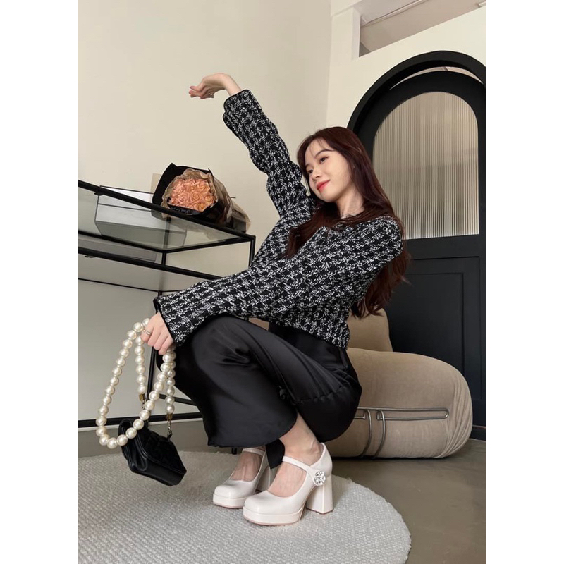 Giày Mary Jane đế đúp quai hoa đá - Bunny Shoes