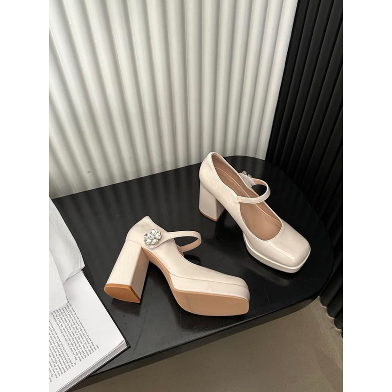 Giày Mary Jane đế đúp quai hoa đá - Bunny Shoes