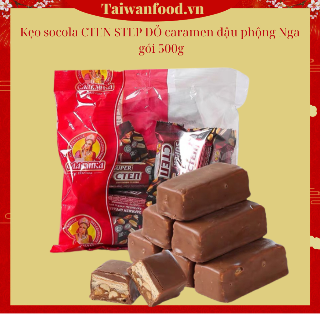 Kẹo socola CTEN STEP ĐỎ caramen đậu phộng Nga gói 500g