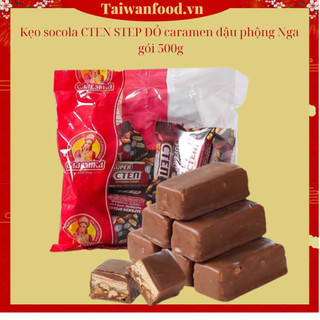 Kẹo socola cten step đỏ caramen đậu phộng nga gói 500g