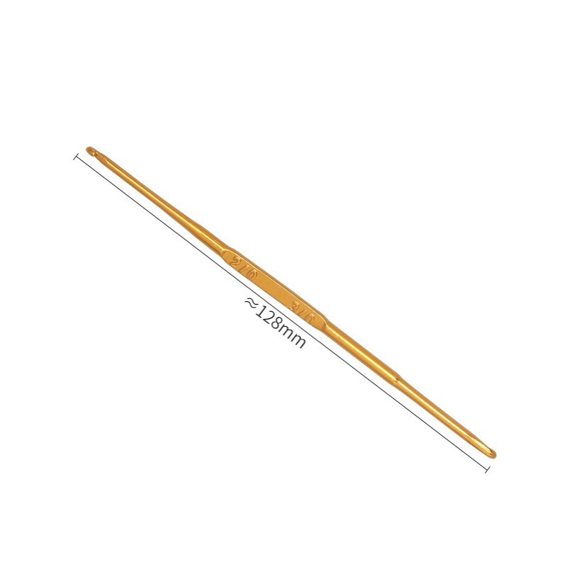 Kim móc len inox 2 đầu cán vàng nhiều size