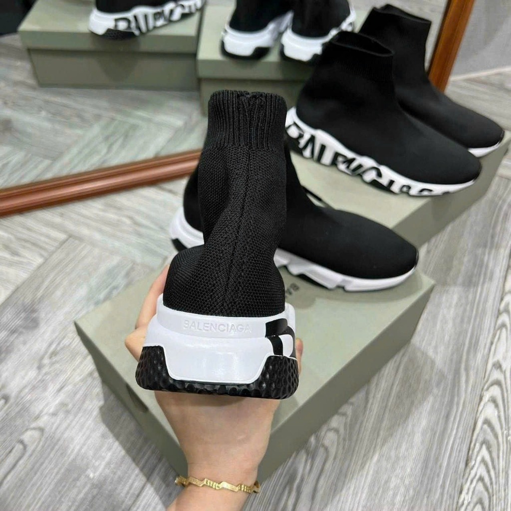 Giày Balen Speed TrainerCổ Chun, Giày Balen Màu Đen Nam Nữ Thể Thao Hàng Đẹp