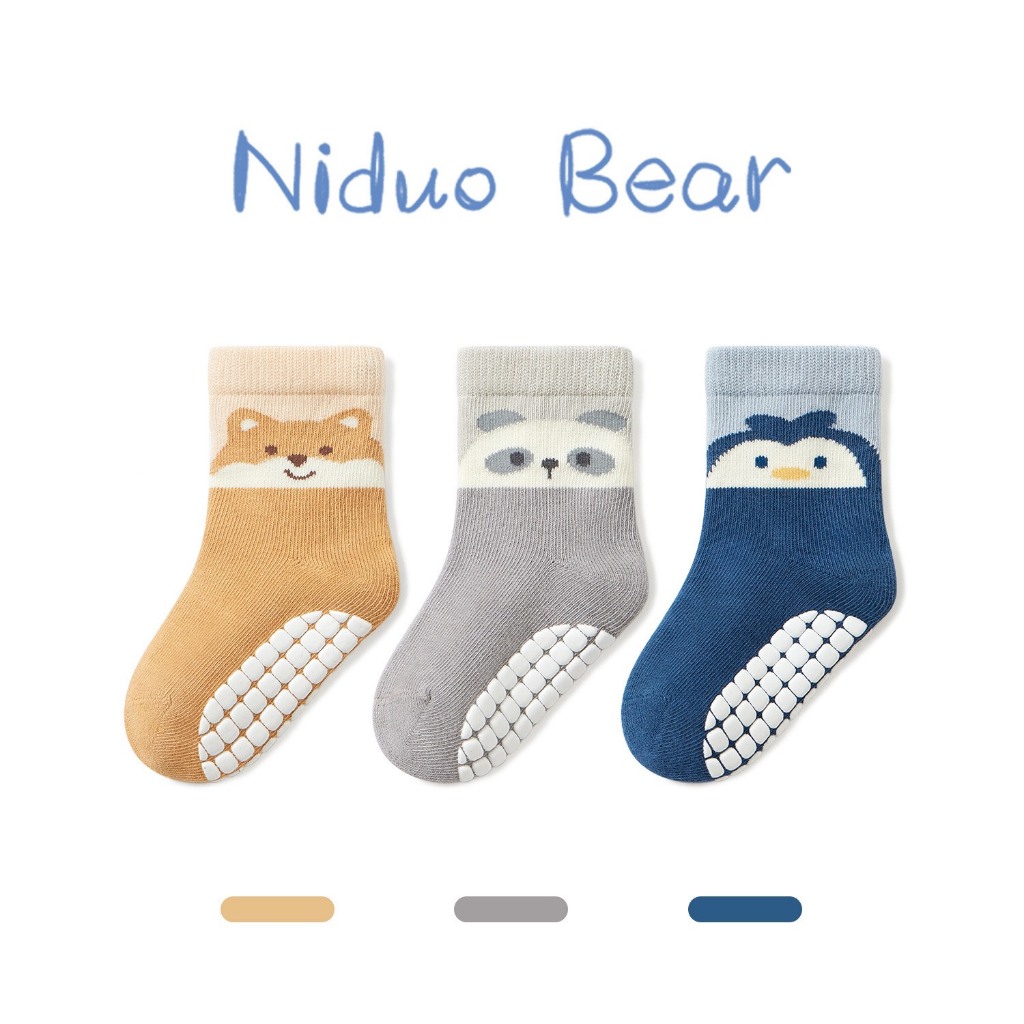 Set 5 Đôi Tất/ Vớ Hình Con Vật Đáng Yêu Cotton Chống Trơn Cho Bé Trai, Gái SS51