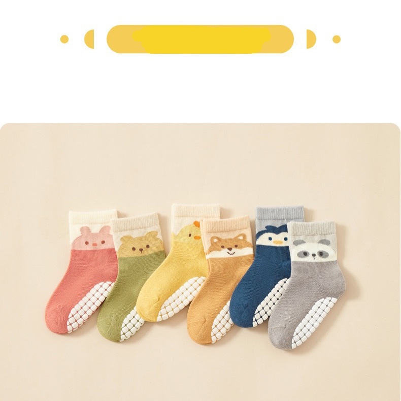 Set 5 Đôi Tất/ Vớ Hình Con Vật Đáng Yêu Cotton Chống Trơn Cho Bé Trai, Gái SS51