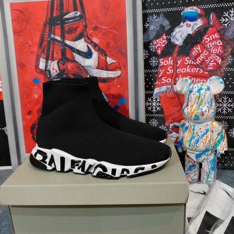 GIÀY Balen Speed Trainer cổ chun cao cấp, GIẦY THỂ THAO NAM NỮ SNEAKER KEM TRẮNG CAO CẤP HÓT TREND