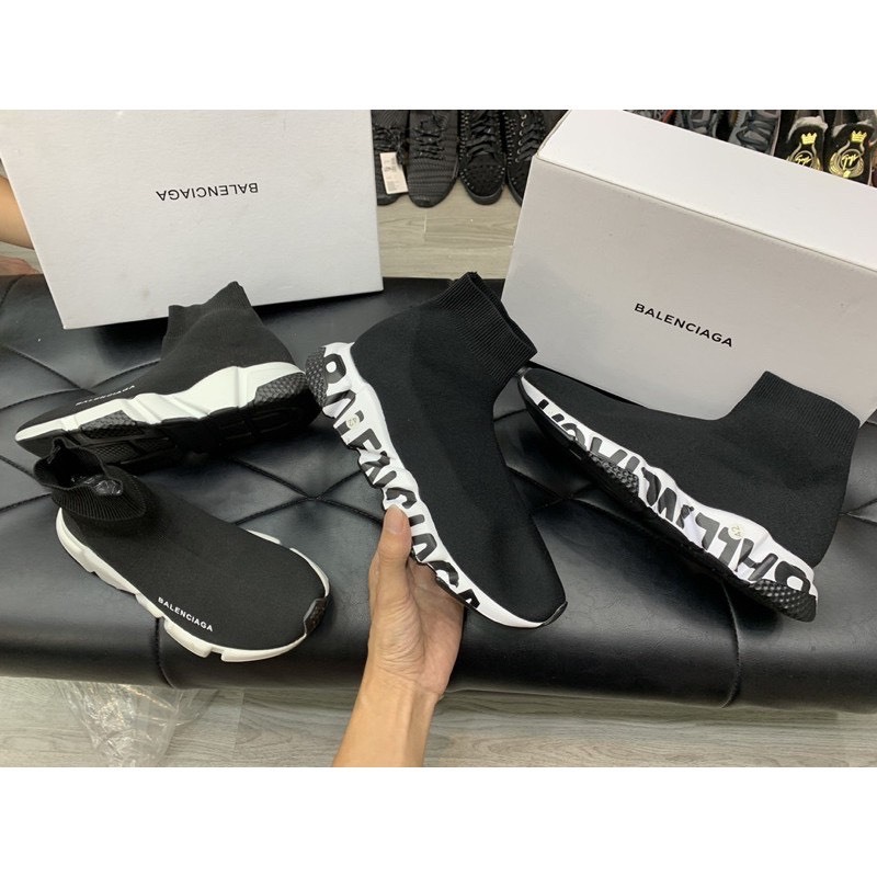 GIÀY Balen Speed Trainer cổ chun cao cấp, GIẦY THỂ THAO NAM NỮ SNEAKER KEM TRẮNG CAO CẤP HÓT TREND