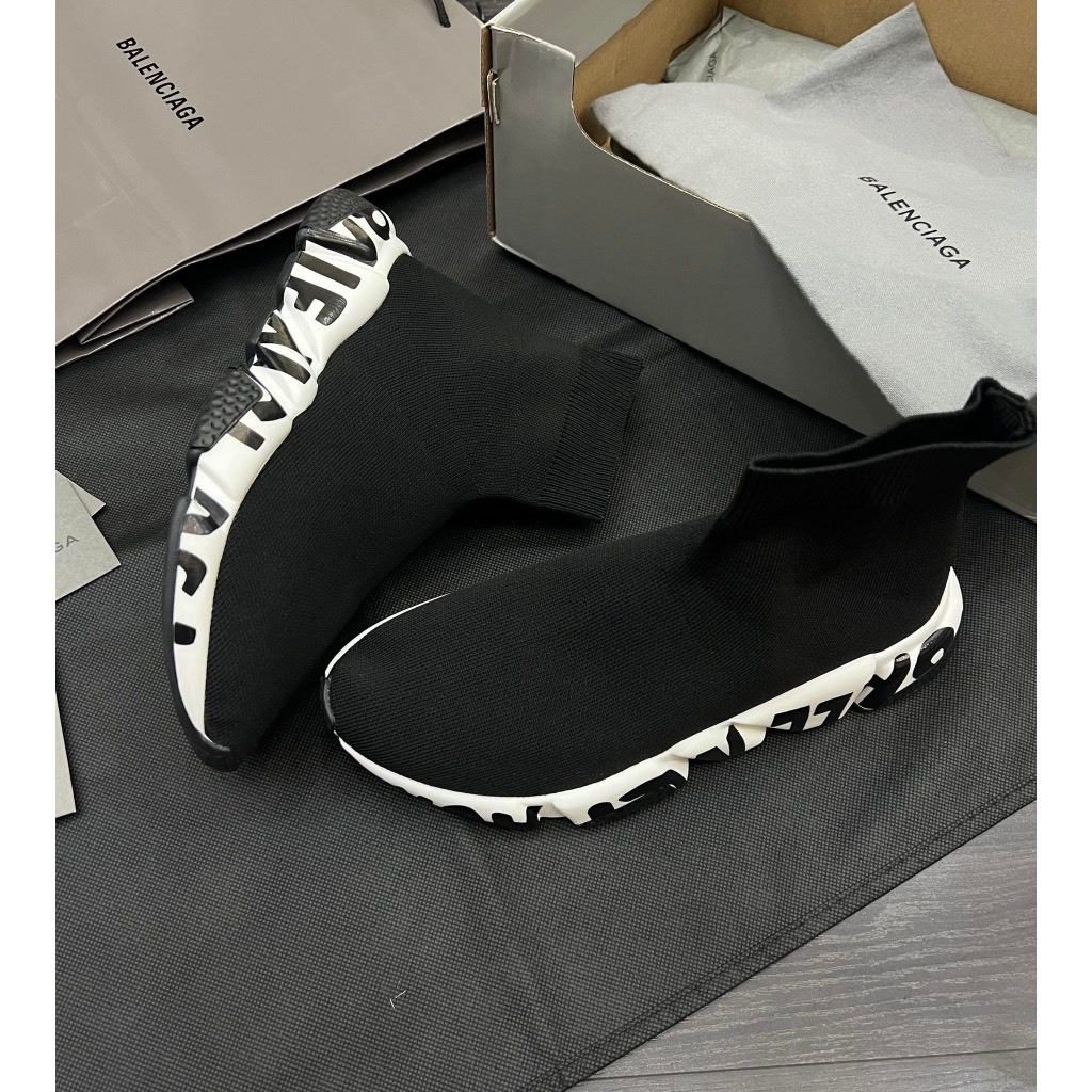 GIÀY Balen Speed Trainer cổ chun cao cấp, GIẦY THỂ THAO NAM NỮ SNEAKER KEM TRẮNG CAO CẤP HÓT TREND