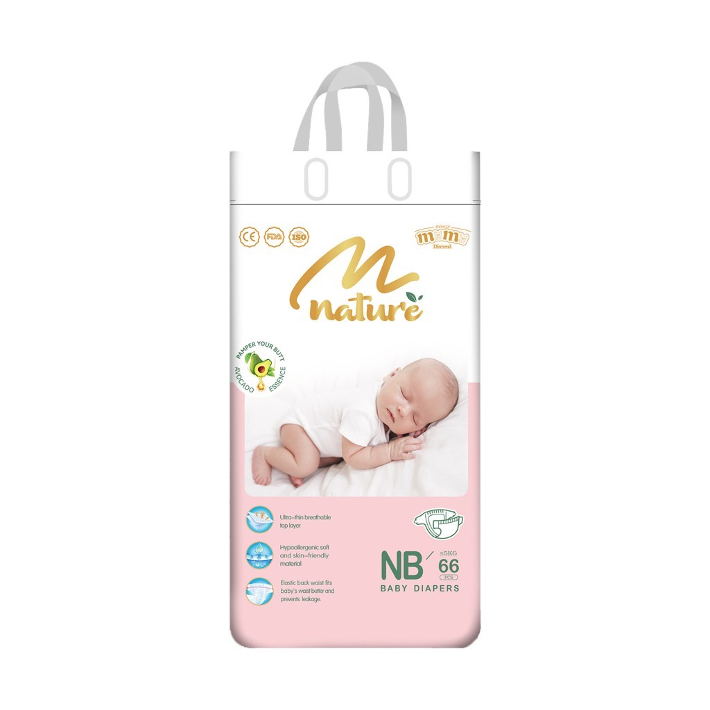 Bỉm quần/dán MOMO DIAMOND NATURE hữu cơ cao cấp quần/dán size M60/L54/XL50/XXL48