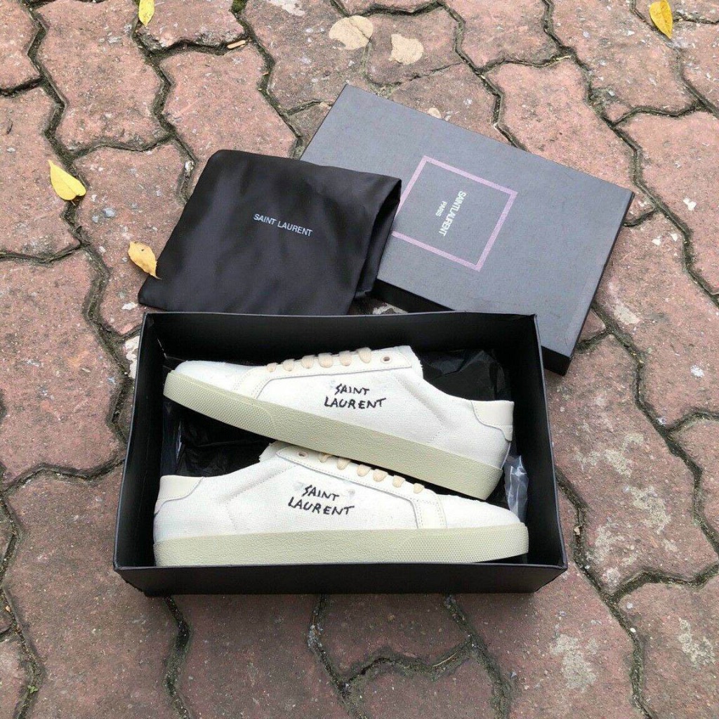 GIÀY YSL Saint Laurent thể thao Classic, Giày thể thao YSL màu kem chất lượng cao