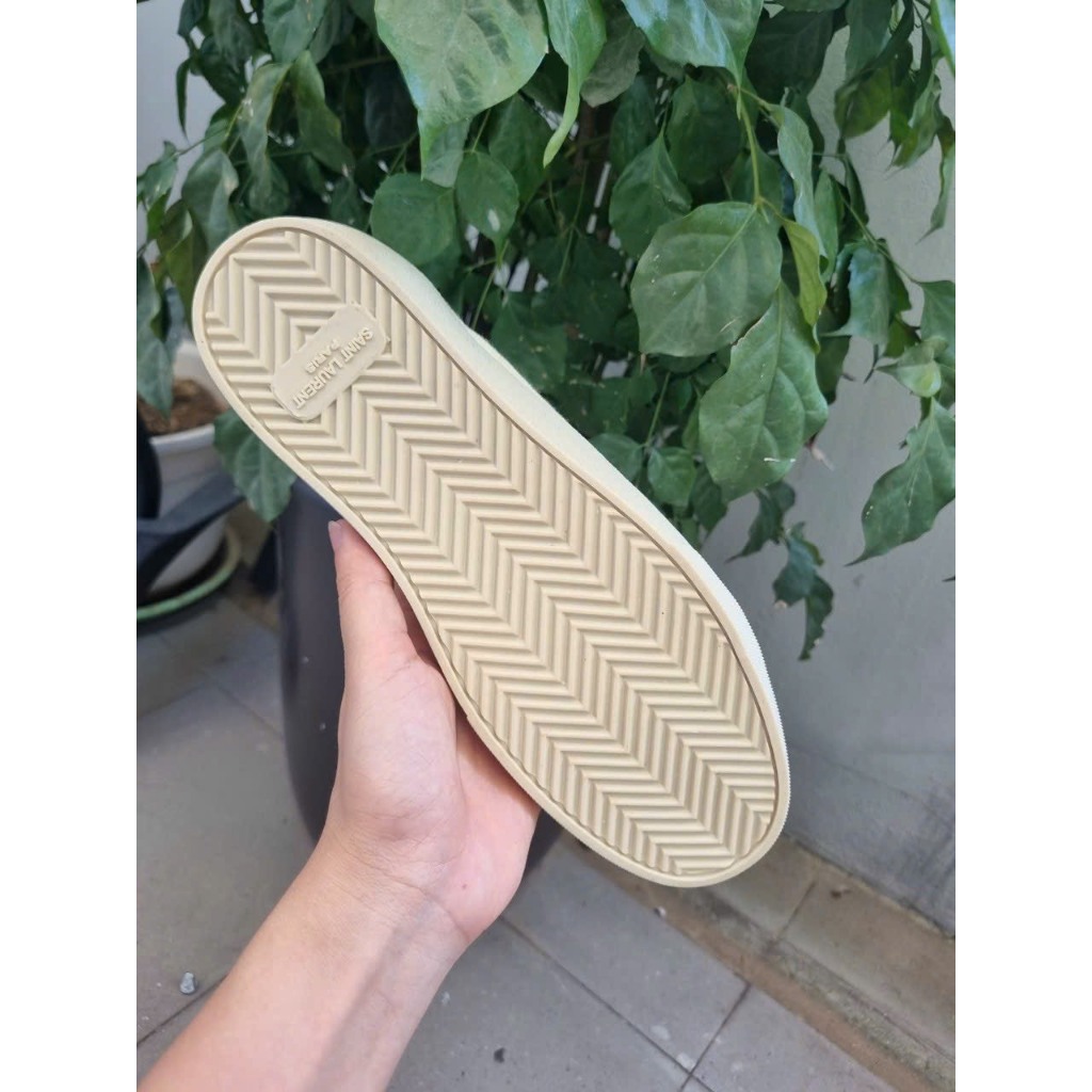 GIÀY YSL Saint Laurent thể thao Classic, Giày thể thao YSL màu kem chất lượng cao