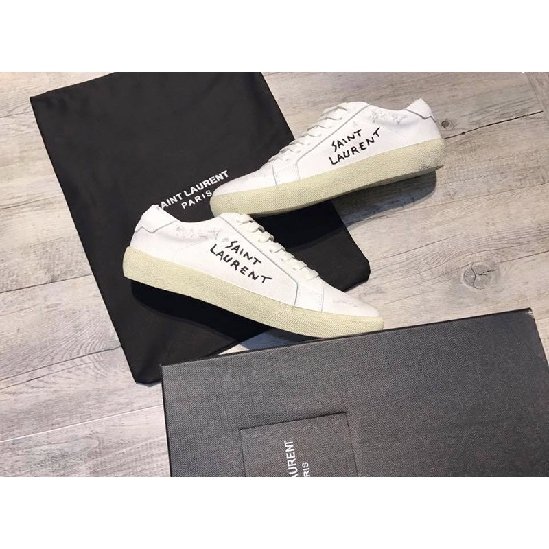 GIÀY YSL Saint Laurent thể thao Classic, Giày thể thao YSL màu kem chất lượng cao