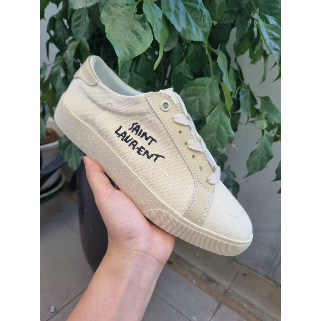 GIÀY YSL Saint Laurent thể thao Classic, Giày thể thao YSL màu kem chất lượng cao