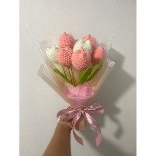bó hoa tulip len milk cotton