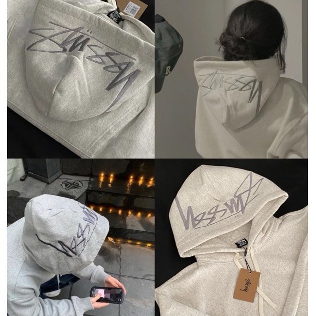 Áo Hoodie Stussy Mũ Thêu Form Rộng Nam Nữ Vải Nỉ bông Cao Cấp