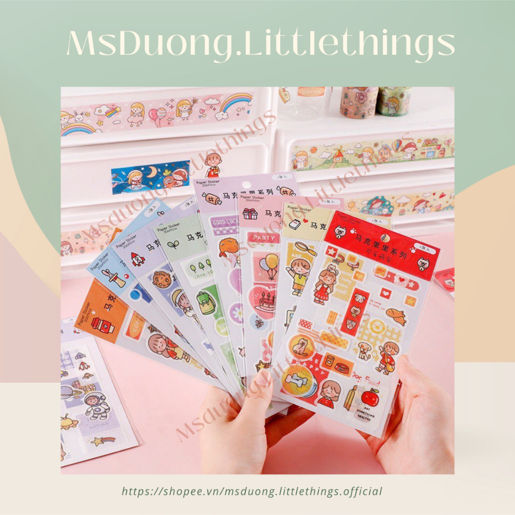 [Stickers] Set 2 tấm stickers/hình dán trang trí xinh xắn