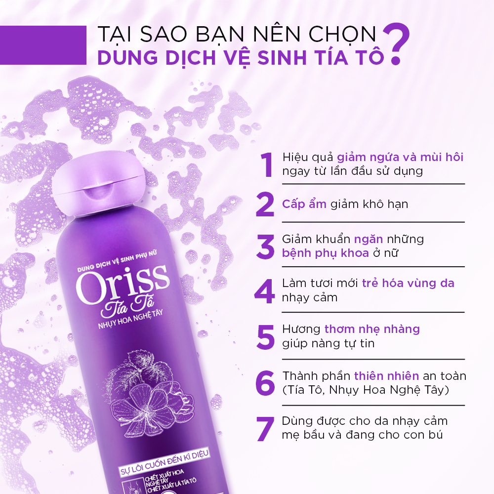 Dung dịch vệ sinh phụ nữ Oriss chiết xuất tía tô kháng khuẩn khử mùi 200ml