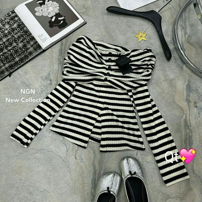 Áo len trễ vai kẻ siêu hot Kim Anh Bùi