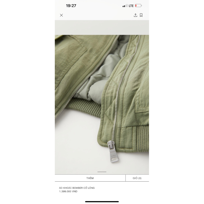 Áo bomber xanh rêu cổ lông