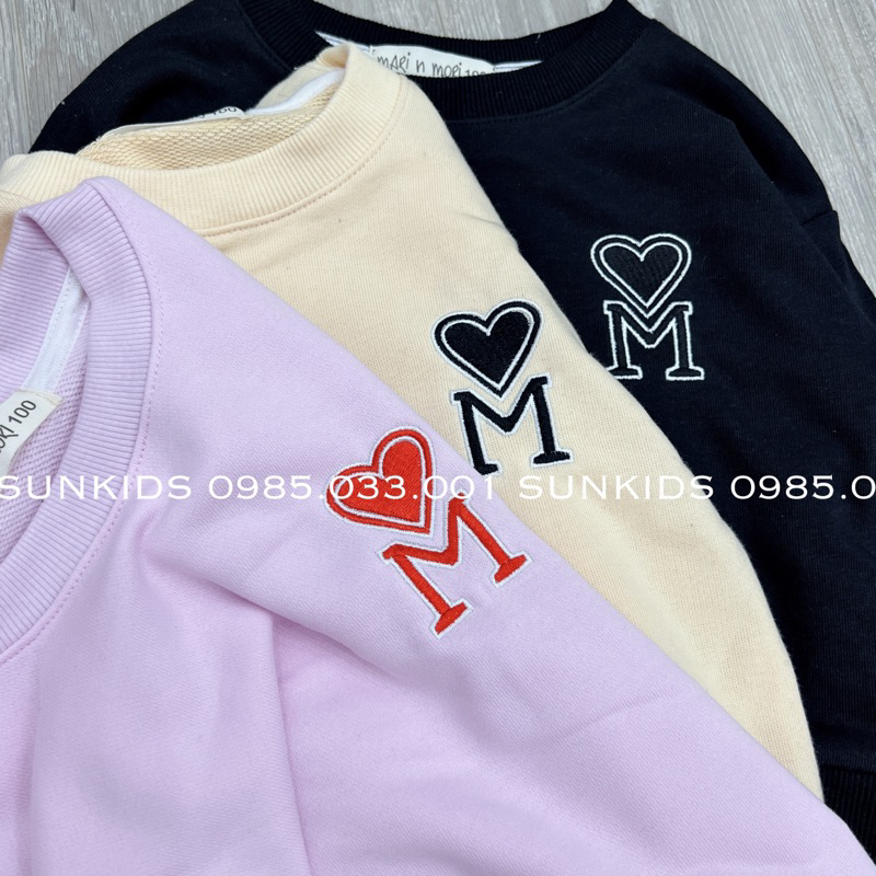 Bộ nỉ bé gái Mari Logo trái tim ngực