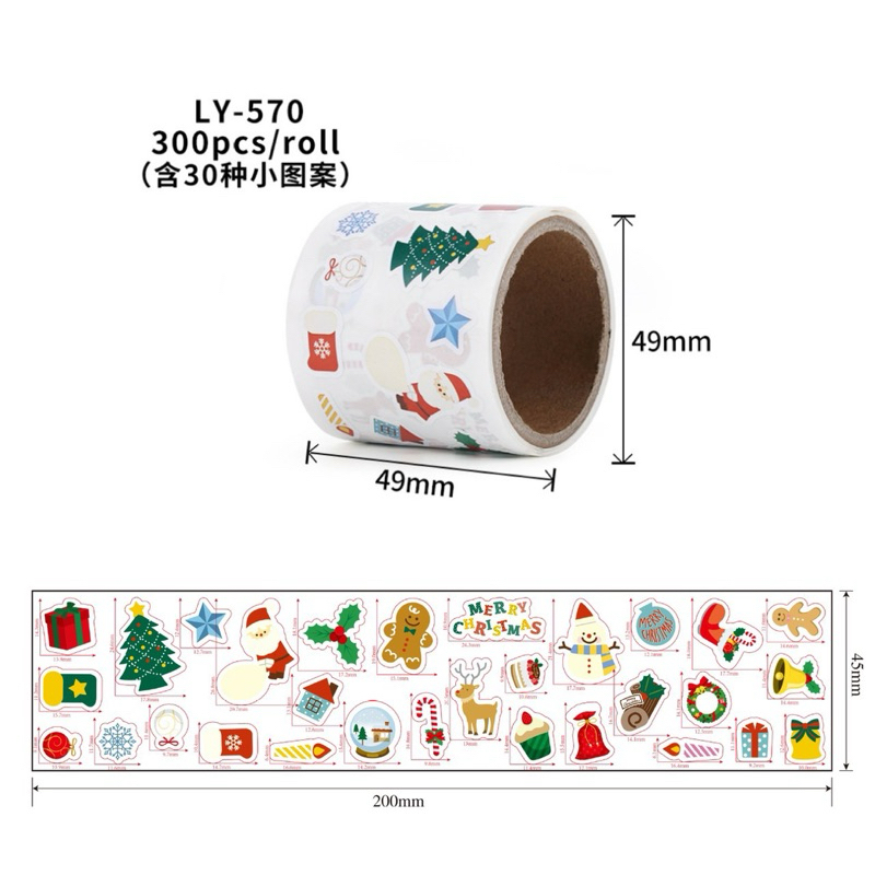 Cuộn 300 Sticker Noel Trang Trí Sổ Tay, Decor Giáng Sinh
