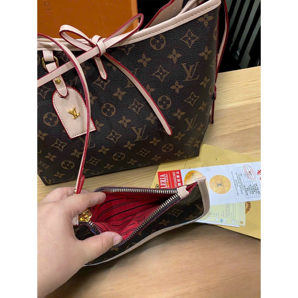 Set túi nữ Shopping Carryall L.V 2 chi tiết kèm ví cầm tay quai xách super vip fullbox size 33 Smano bags