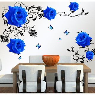 Decal Dán Tường Mẫu Hoa Hồng Xanh size Lớn Trang Trí Phòng Khách,Phòng Ngủ