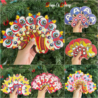 Combo 50 bao lì xì chipi 3D vô sẵn bọc kính, bao lì xì chibi tết