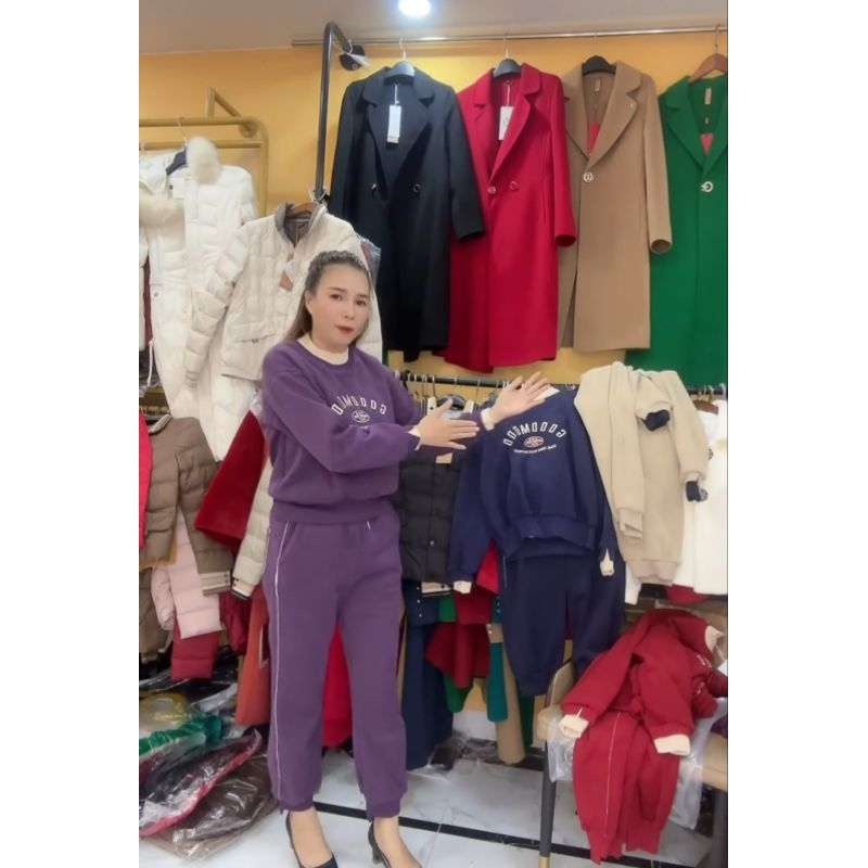 Bộ thể thao nữ nỉ len tăm lót lông quảng châu goodmood