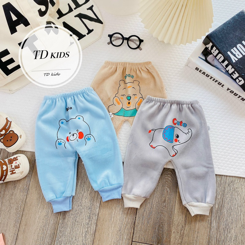 Quần nỉ lót lông cao cấp siêu mềm mịn mông đóng bỉm cho bé trai và bé gái