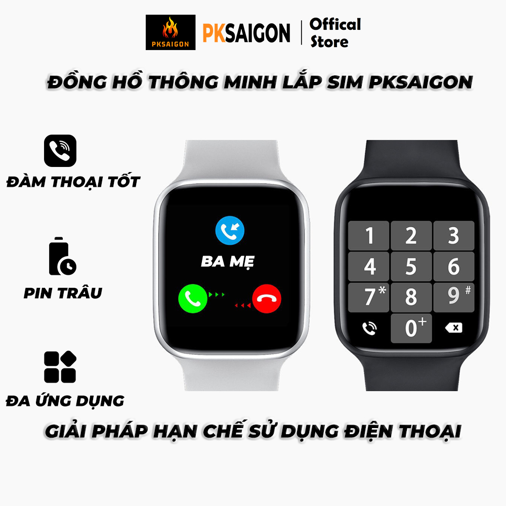 Đồng Hồ Thông Minh Lắp Sim PKSAIGON Viền Thép Nghe Gọi 2 Chiều Trực Tiếp, Nhận Tin Nhắn , Thay Hình Nền Thế Hệ Thứ 8