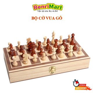 BoardGame Đối Kháng Cờ Vua Gỗ Kiêm Bàn Cờ Gấp Gọn Benrikids