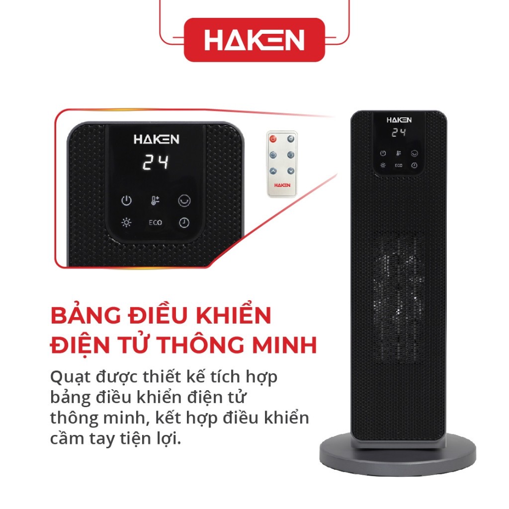 Quạt Sưởi Gốm Haken HK-QS28 2000W Làm Ấm Nhanh, Không Đốt Oxy Không Gây Khô Da - Máy Sưởi Ấm Mùa Đông