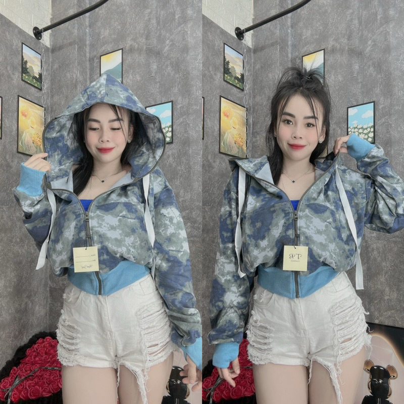 Áo Khoác Form Lửng Loang Màu