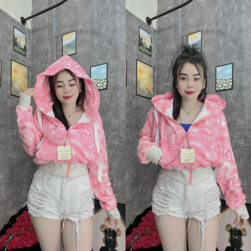 Áo Khoác Form Lửng Loang Màu