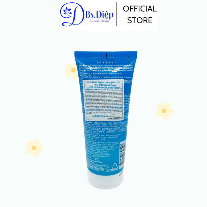 LA ROCHE-POSAY gel tắm giúp làm sạch , dịu da và bảo vệ da cho da nhạy cảm LIPIKAR