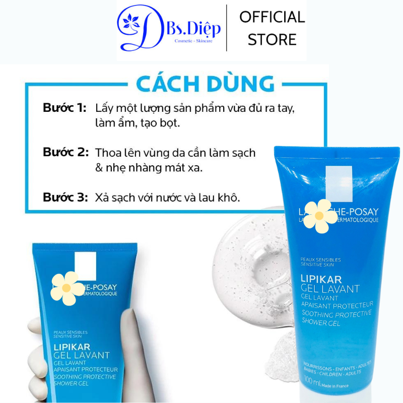 LA ROCHE-POSAY gel tắm giúp làm sạch , dịu da và bảo vệ da cho da nhạy cảm LIPIKAR