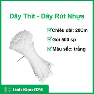Gói 500 dây thít, dây buộc 4x200mm trắng