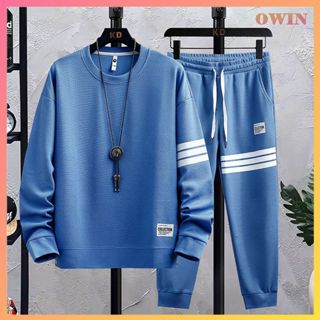  Bộ Quần Áo Thể Thao Nam Thu Đông Dài Tay Bộ Đồ Nam Kẻ Viền Trẻ Trung Chất Tổ Ong Co Giãn BN05 - OWIN 