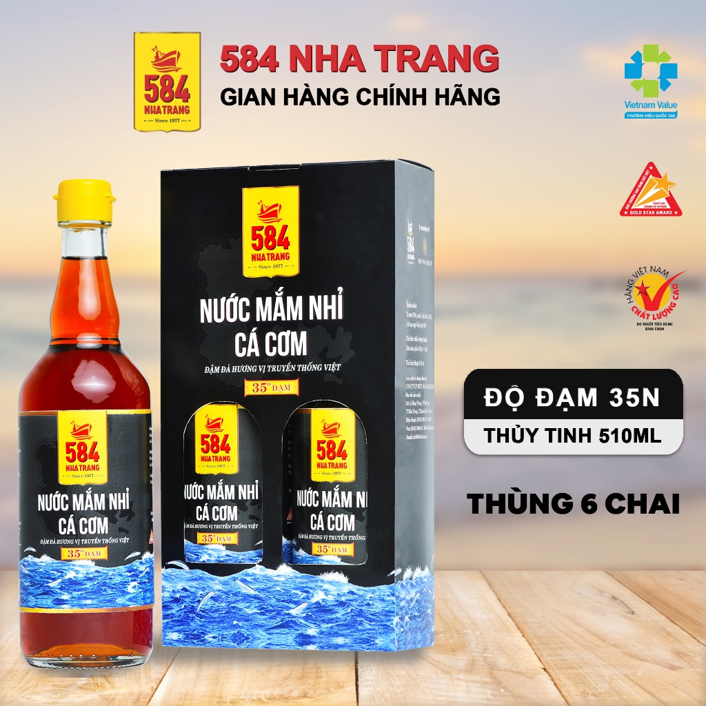 Nước Mắm Nhỉ 584 Nha Trang Chai Thủy Tinh 510ml - 35 Độ Đạm