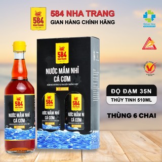 Nước Mắm 584 Nha Trang 35 Độ Đạm - Thùng 6 Chai Thủy Tinh 510ml, T0535-6