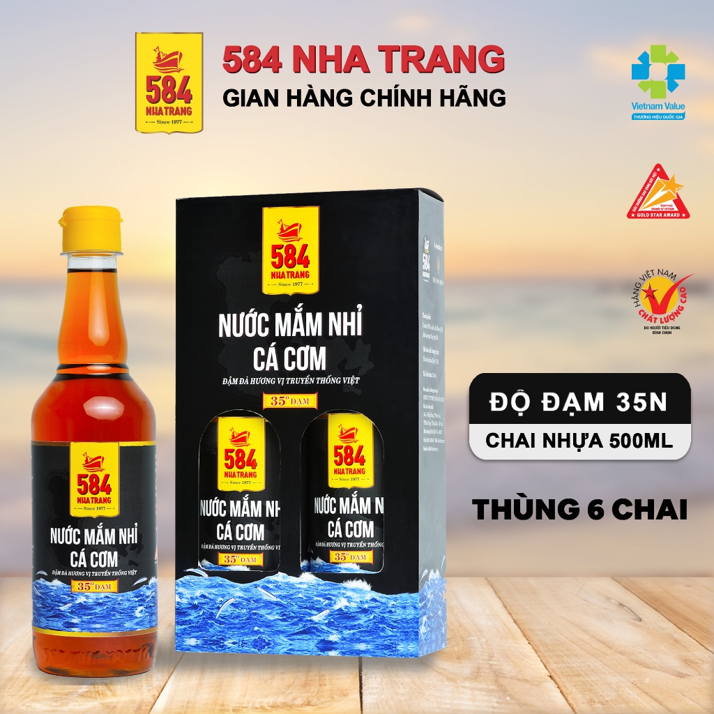   Nước Mắm Nhỉ 584 Nha Trang - Chai Nhựa 500ml - 35 Độ Đạm
