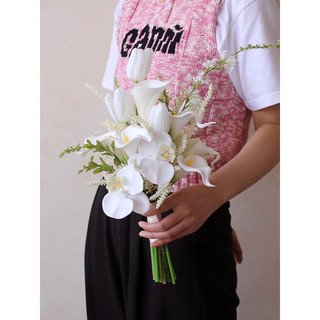BÓ HOA CƯỚI, HOA LỤA CAO CẤP, HOA CẦM TAY CÔ DÂU, HOA GIẢ TRANG TRÍ CHẤT LIỆU LỤA TỰ NHIÊN MÀU SẮC PASTEL