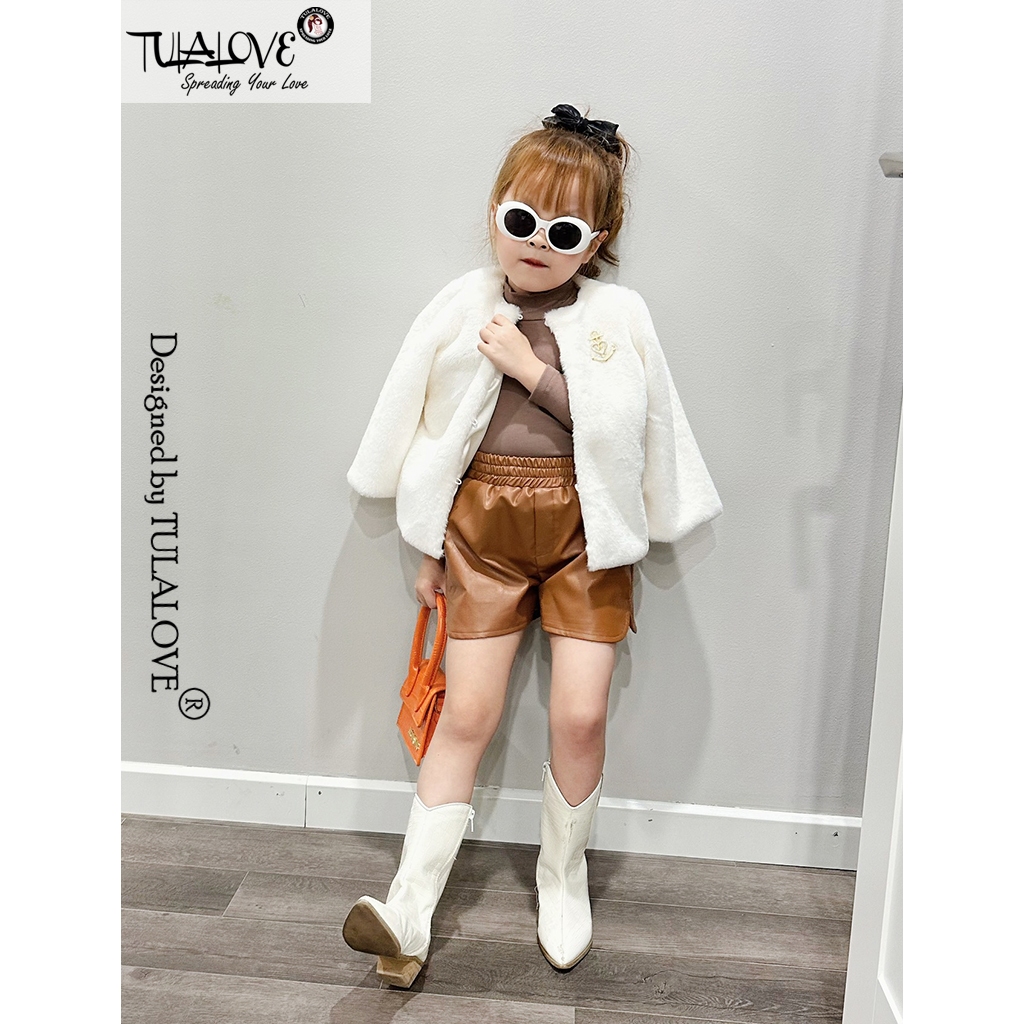 Quần Short Da Bé Gái Sành Điệu Cực Sang Tulalove, Quần Sooc Bé Gái Vải Da