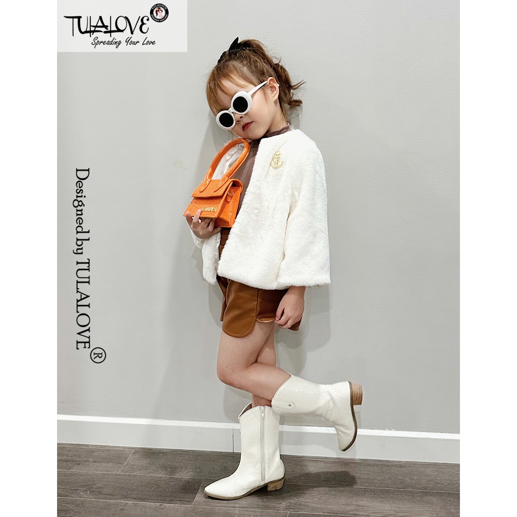 Áo Khoác Bé Gái Vải Lông Thỏ Siêu Mềm Mịn Cực Sang Tulalove, Áo Khoác Bé Gái